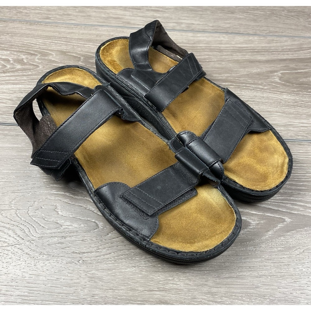 Naot Men's Leather‎ Comfort Strappy Sandals Black Size 47 US 14